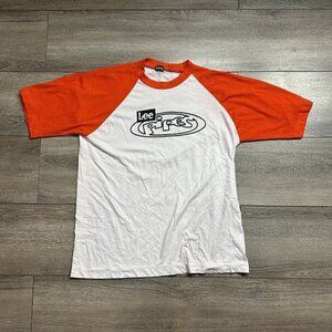 Vintage Retro Lee Pipes T-Shirt Size Small Skateboarding BMX White Orange